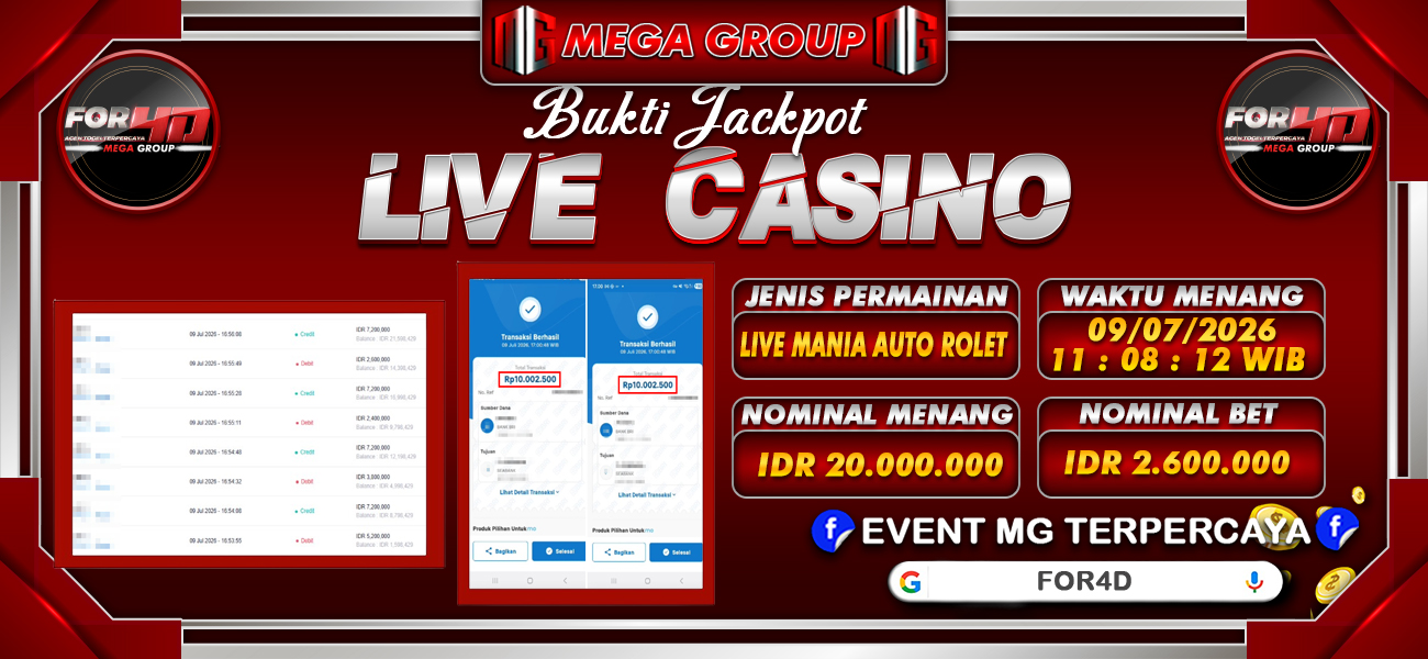 Bukti JP situs For4D hari Kamis, 09 Juli 2026