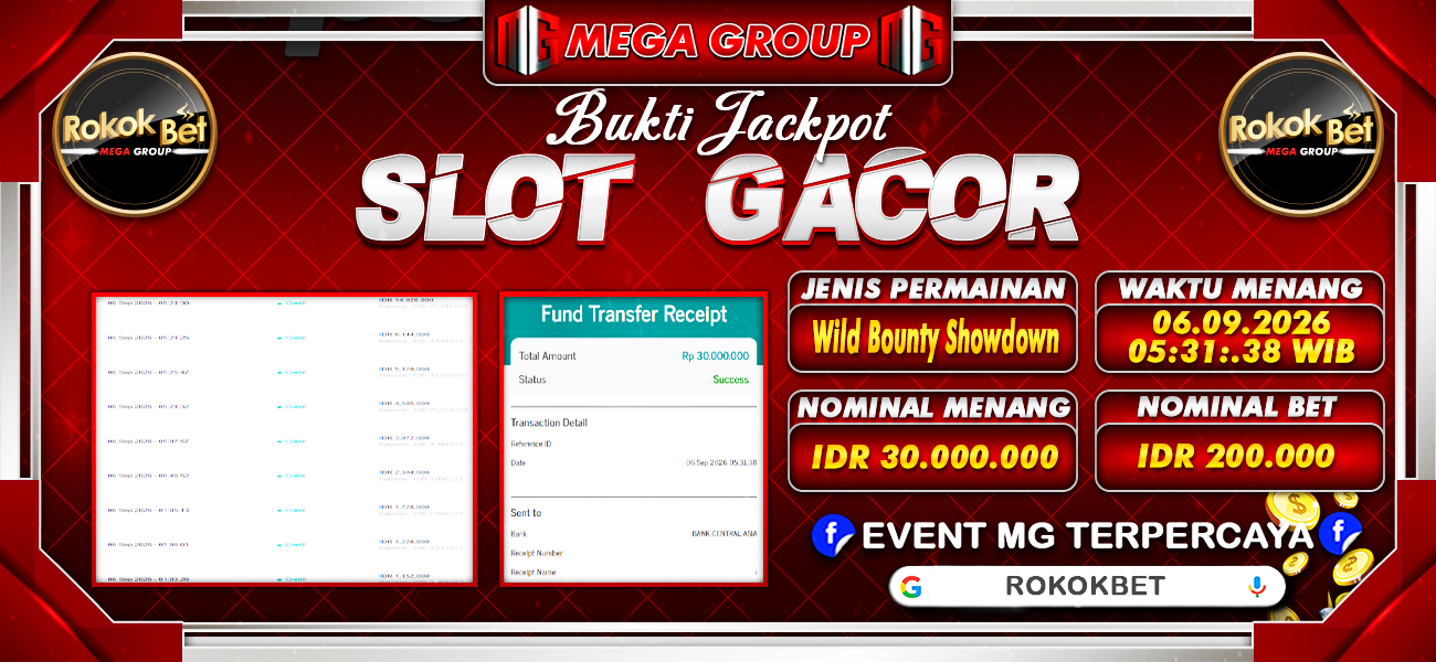 Bukti JP situs Rokokbet hari Minggu, 06 September 2026