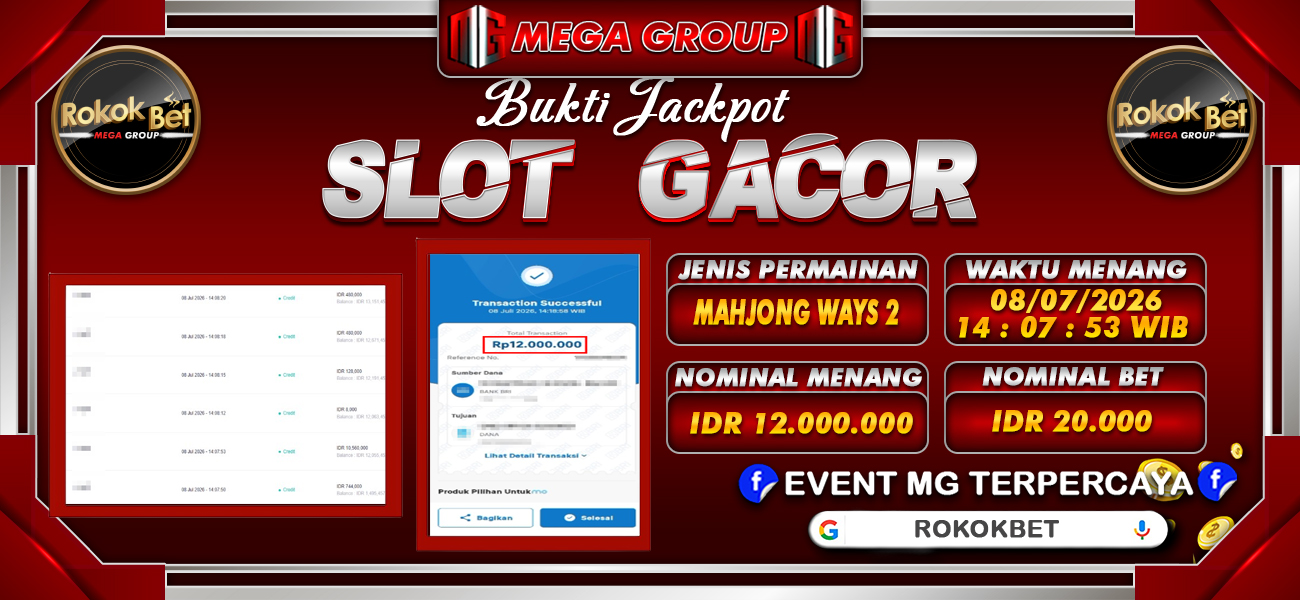Bukti JP situs Rokokbet hari Rabu, 08 Juli 2026