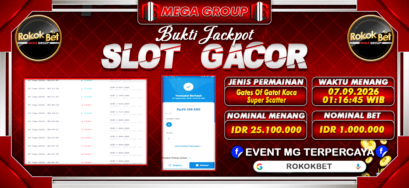 Bukti JP situs Rokokbet hari Senin, 07 September 2026