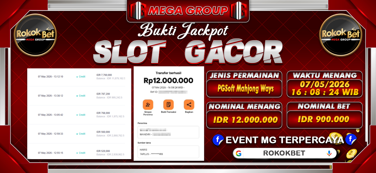 Bukti JP situs Rokokbet hari Jumat, 08 Mei 2026