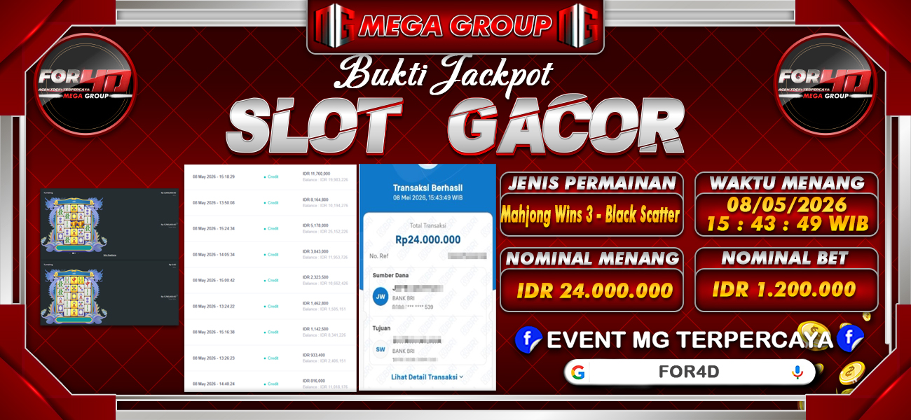 Bukti JP situs For4D hari Jumat, 08 Mei 2026