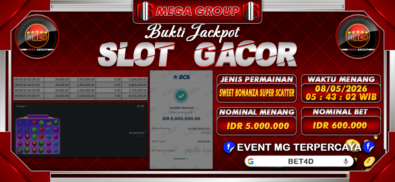 Bukti JP situs Bet4D hari Jumat, 08 Mei 2026
