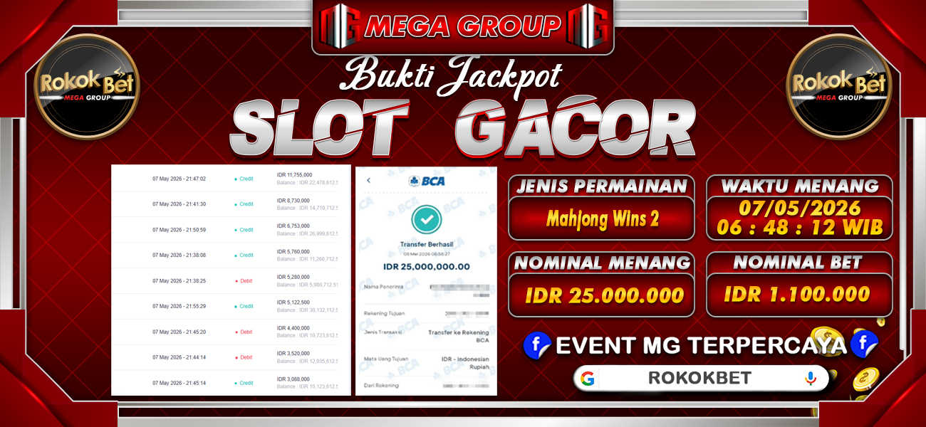 Bukti JP situs Rokokbet hari Jumat, 08 Mei 2026