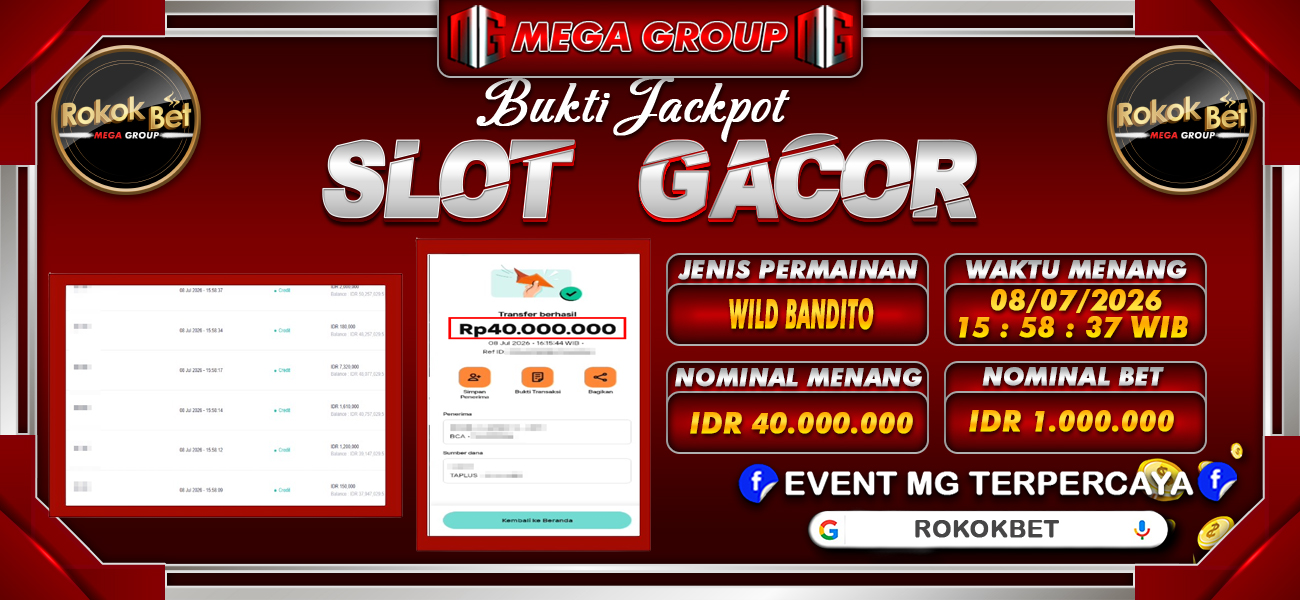 Bukti JP situs Rokokbet hari Kamis, 09 Juli 2026
