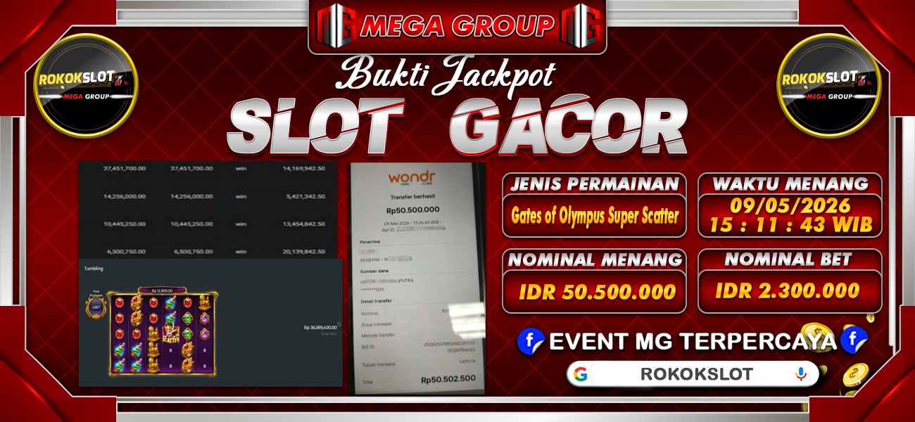Bukti JP situs Rokokslot hari Jumat, 08 Mei 2026