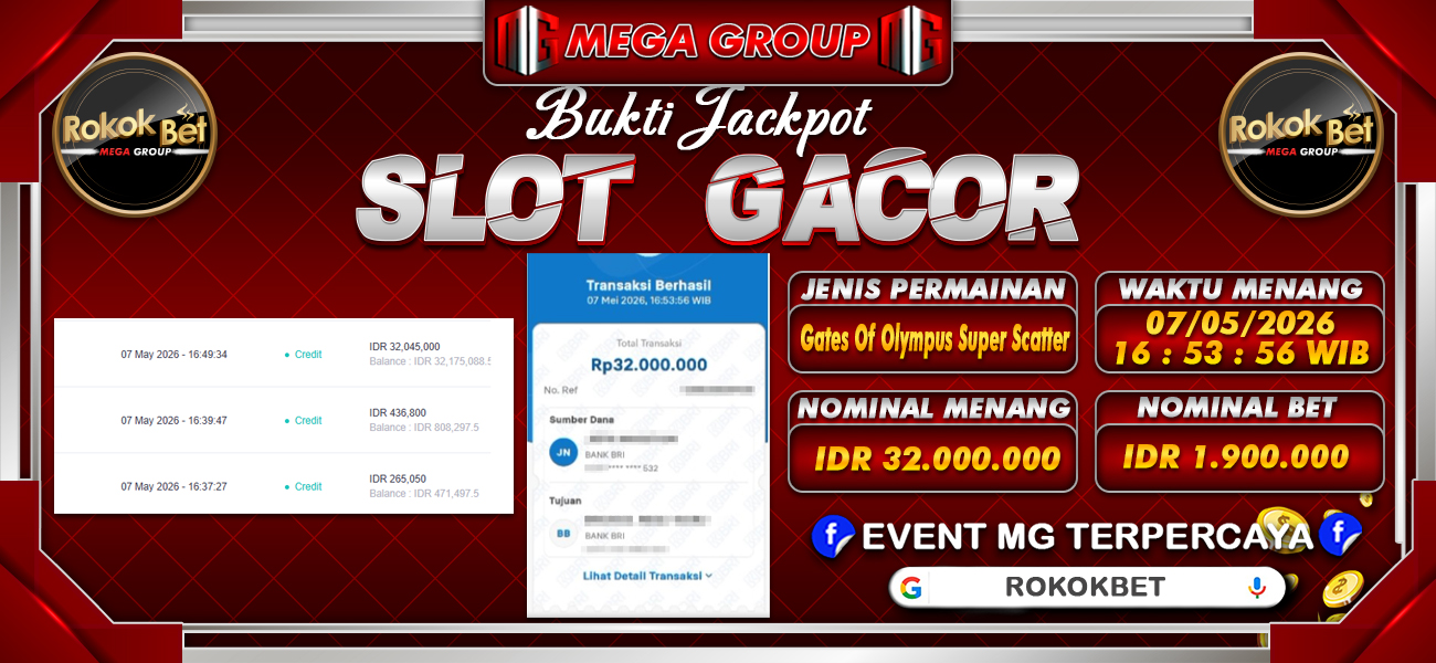 Bukti JP situs Rokokbet hari Jumat, 08 Mei 2026