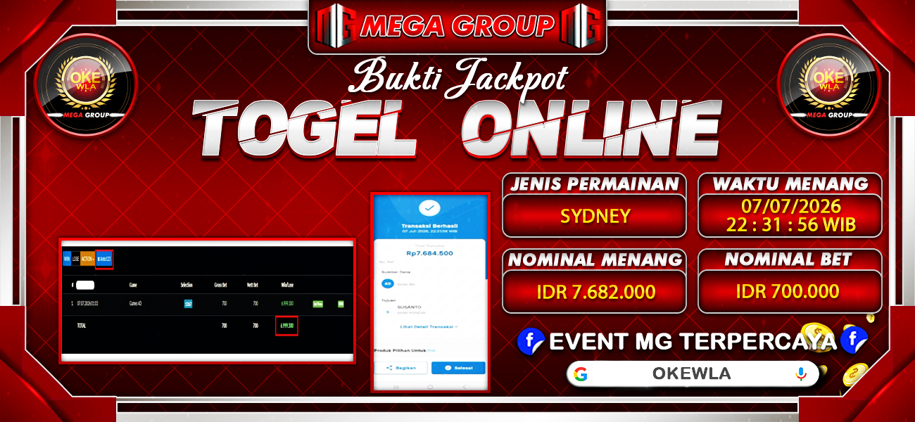 Bukti JP situs Okewla hari Selasa, 07 Juli 2026